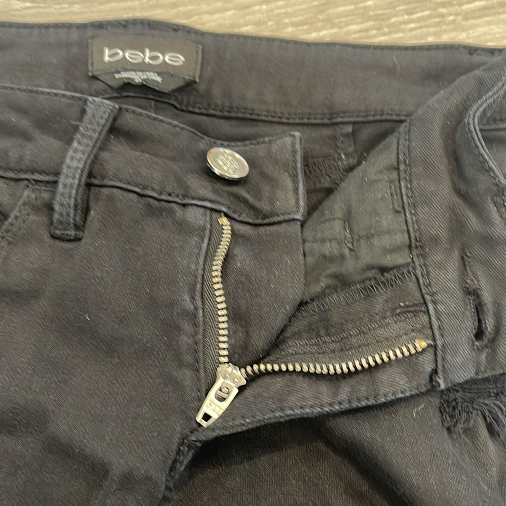 Bebe Black Skinny Ripped Jeans Size 25 - Picture 7 of 8